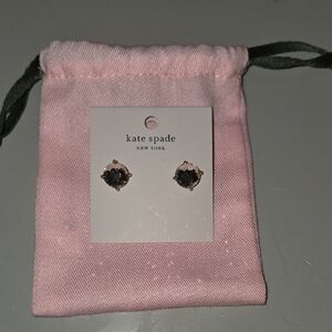 kate spade gold-tone stud earrings with dark smoky centers